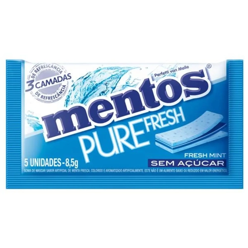 Chiclete Mentos Pure Fresh 3 Fresh Mint 8,5G 5Un