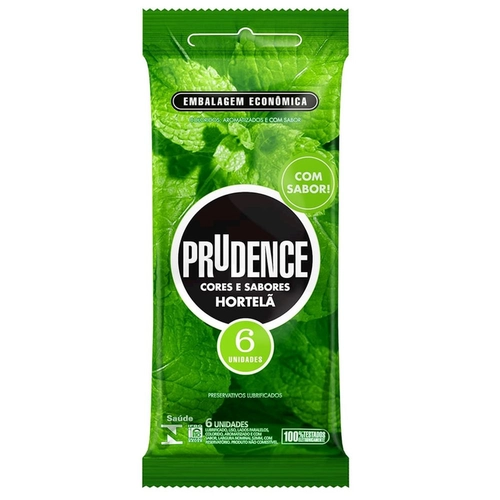Preservativo Prudence Cores E Sabores Hortelã 6 Unidades
