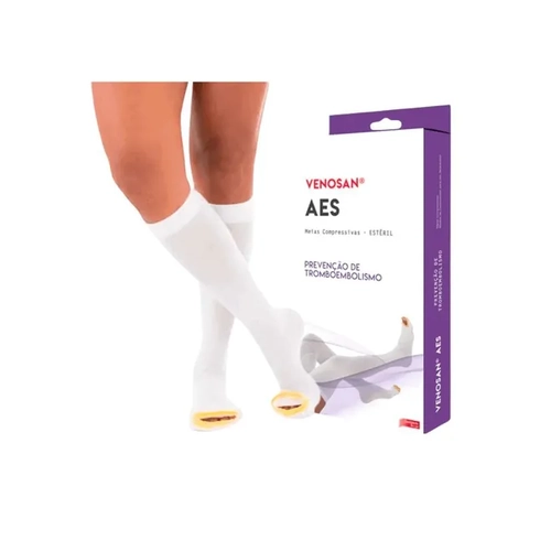 Meia Venosan Aes Panturrilha 18Mmhg M Pé Aberto Branca