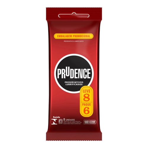Preservativo Prudence Lubrificado Leve 8 Pague 6 Unidades