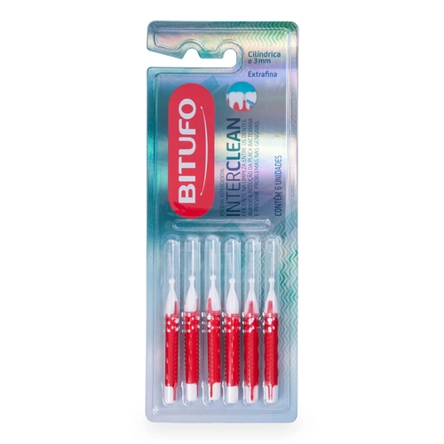 Escova Dental Bitufo Interdental Cilindrica Extra Fina 6 Unidades