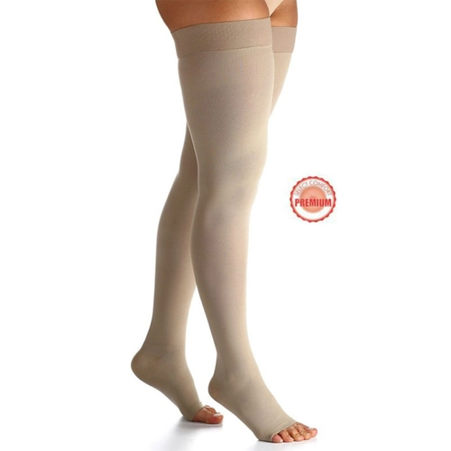 Meia Sigvaris Select Comfort Premium Meia Coxa M3 20/30 Pé Aberto Natural