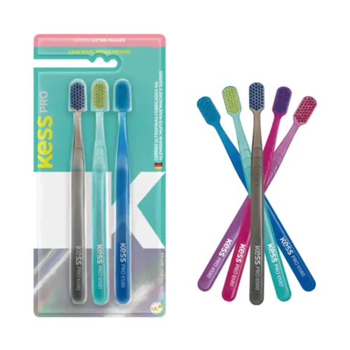 Kit Escova Dental Kess 2109 Pro 3 Unidades Extra Macia
