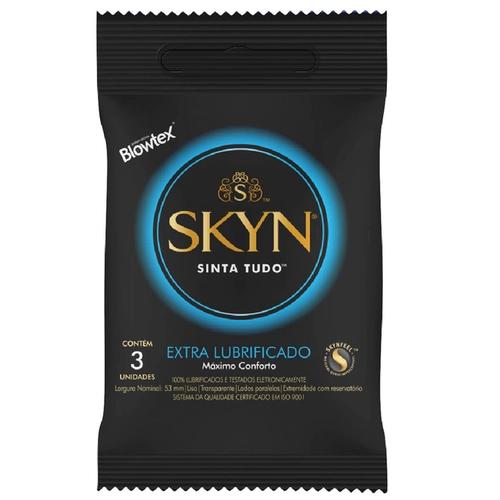 Preservativo Skyn Blowtex  Extra Lubrificado 3 Unidades