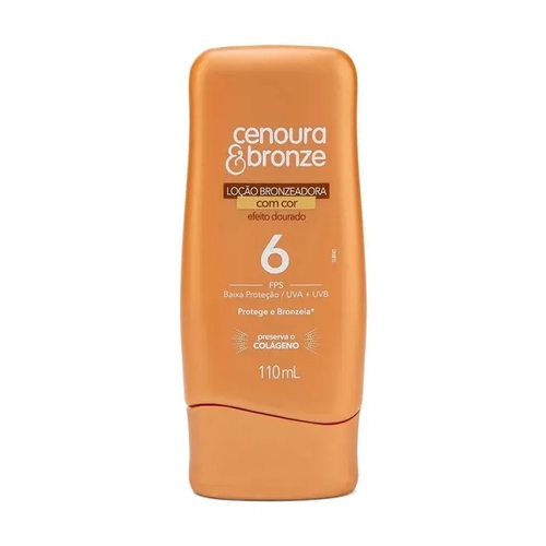 Loção Bronzeadora Com Cor Cenoura&Bronze Fps6 Efeito Dourado 110Ml