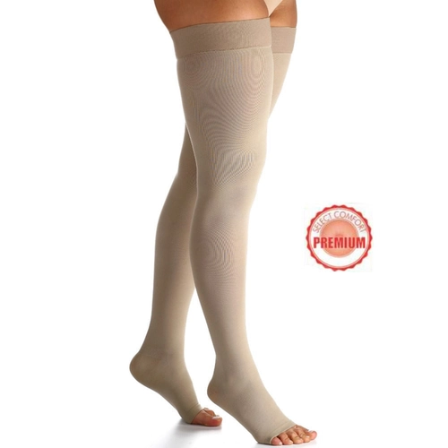 Meia Sigvaris Select Comfort Premium Meia Coxa M2 30/40 Pé Aberto Natural