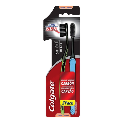Kit Escova Dental Colgate Slim Soft Black 2 Unidades