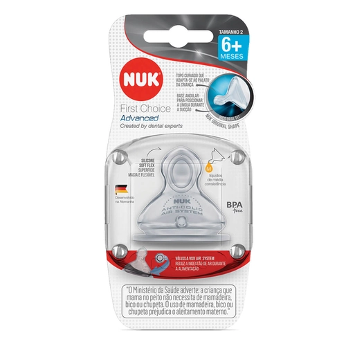 Bico Para Mamadeira Fc Advanced Silicone Nuk 7007 F2 Média Consistência