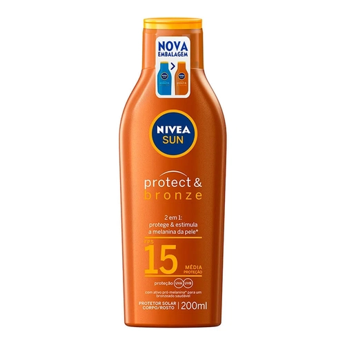 Protetor Solar Com Bronzeador Nivea Sun Protect&Bronze Fps15 200Ml