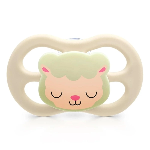 Chupeta Little Friends Lillo Simétrica Silicone Glow 0 a 6 Meses Ovelha