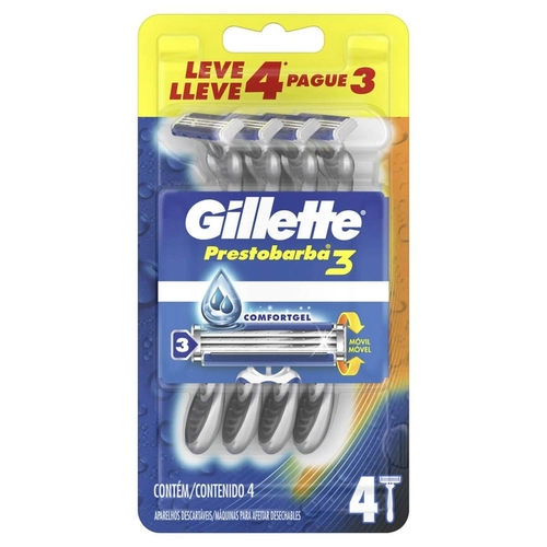 Aparelho de Barbear Gillette Prestobarba3 Masculino 4 Unidades