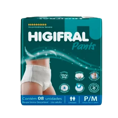 Fralda Higifral Pants Roupa Intima P/M 8Un