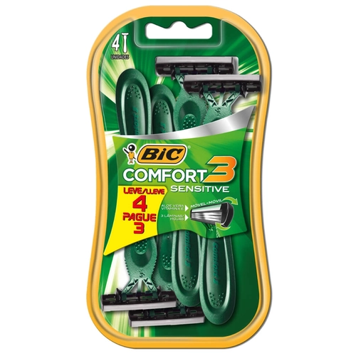Aparelho de Barbear Bic Comfort3 Sensitive Leve 4 Pague 3 Unidades
