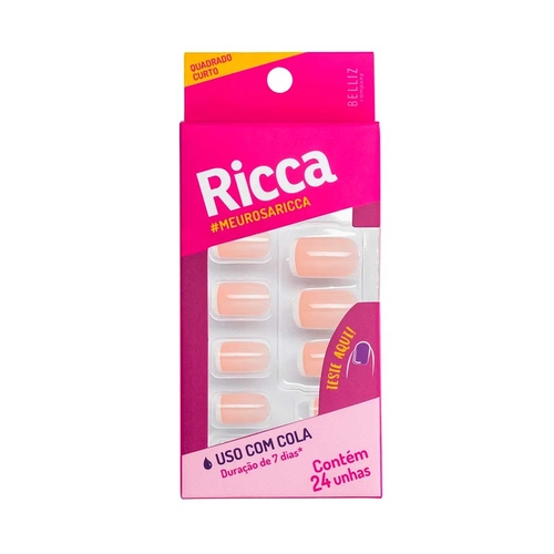 Unhas Postiças Ricca Francesinha Rosa Ref 1338