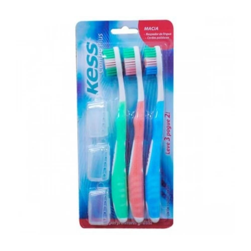 Kit Escova Dental Kess 2083 Complete Tipper 3 Unidades Macia
