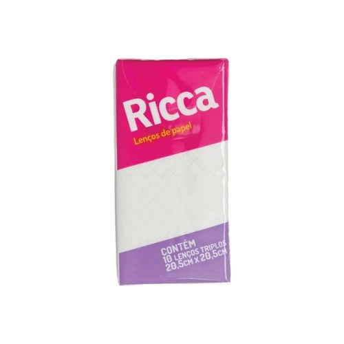 Lenço de Papel Ricca de Bolso Folha Tripla 3704 Com 10 Unidades