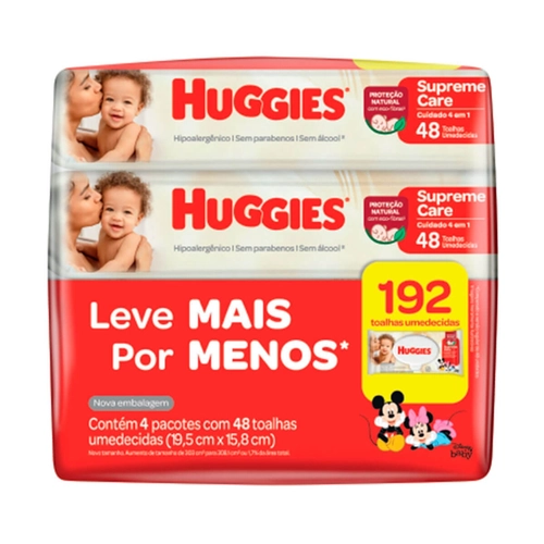 Toalha Umedecida Huggies Hidratação e Nutrição 192 Unidades