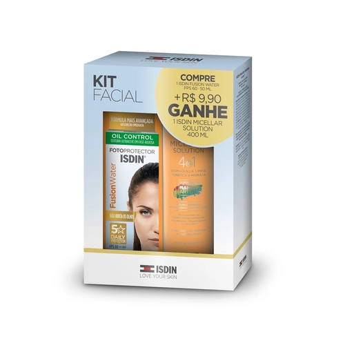 Kit Protetor Solar Sem Cor Fps60 Isdin Fusion + Água Micelar 400Ml