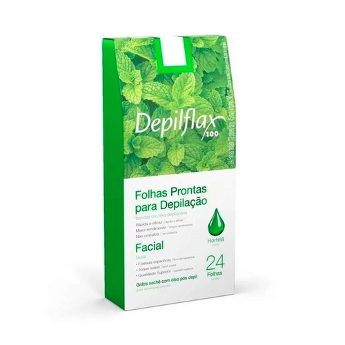 Folhas Prontas Para Depilação Facial Hortelã Depilflax 24 Folhas