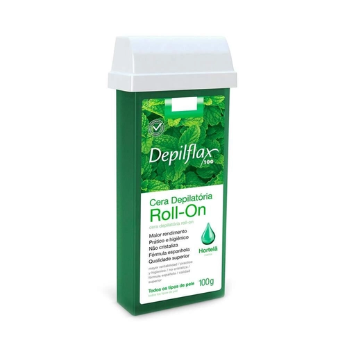 Cera Depilatória Roll-On Depilflax Hortelã/Menta Refil 100G