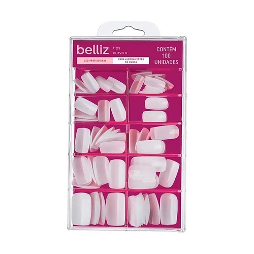 Unhas Postiças Belliz Quadrada Media Profissional 100Uni Ref 1267