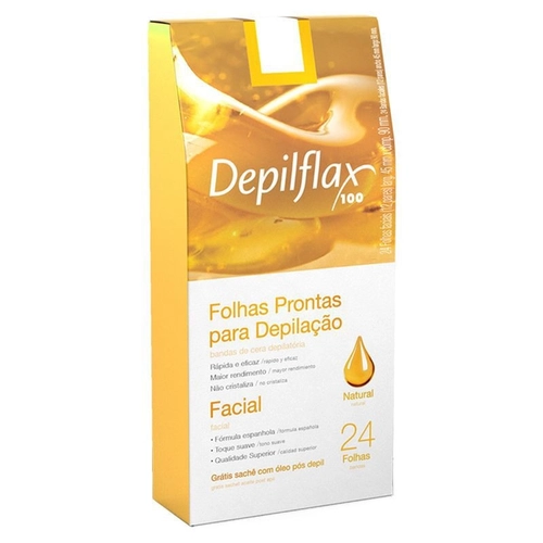 Folhas Prontas Para Depilação Facial Natural Depilflax 24 Folhas