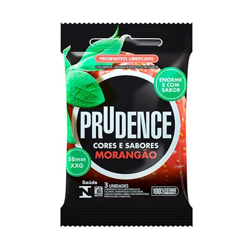 Preservativo Prudence Cores E Sabores Morangao Xxg 3 Unidades
