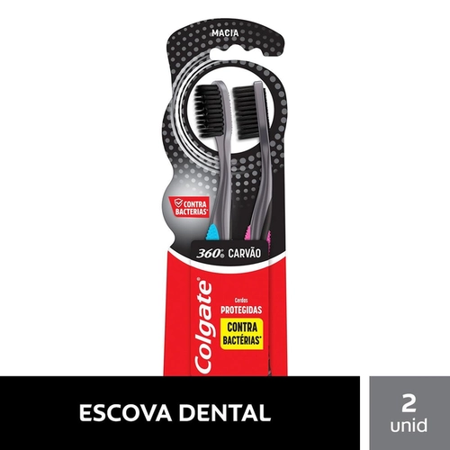 Kit Escova Dental Colgate 360° Black 2 Unidades