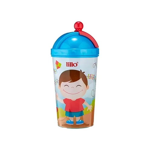 Copo Com Canudo Lillo Retrátil Azul 450ml