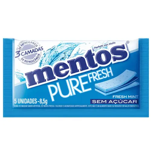 Chiclete Mentos Pure Fresh 3 Strong Mint 8,5G 5Un