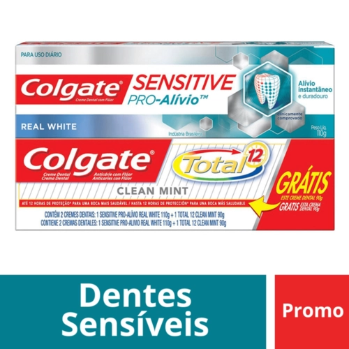 Kit Colgate Creme Dental Sensitive Pro Alivio+Creme Dental Total 12 Clean Mint
