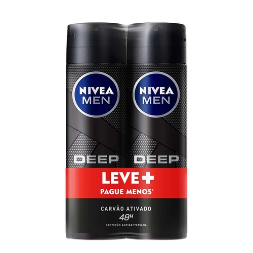 Kit Desodorante Aerosol Nivea Deep Carvão Ativado 2 Unidades