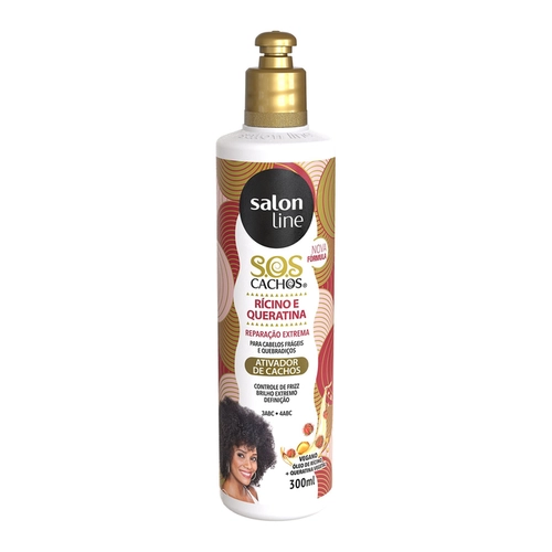 Ativador De Cachos S.O.S Cachos Ricino E Queratina Salon Line 300Ml