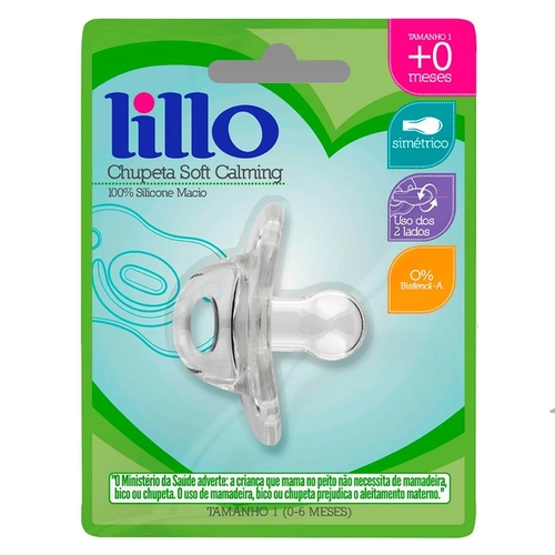 Chupeta Soft Calming Lillo 100% Silicone 0 a 6 Meses Neutra