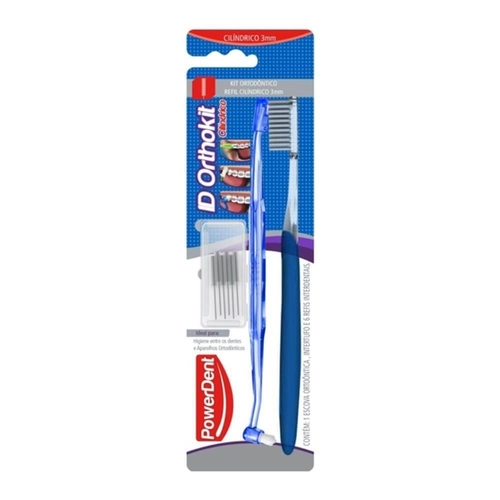 Kit Orto Powerdent Escova Dental Interdental 3Mm+Escova