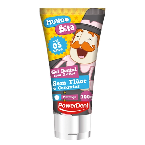 Creme Dental Powerdent S/Fluor Mundo Bita Morango Infantil 100G