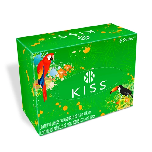 Lenço de Papel Kiss Folha Dupla Com 100 Unidades