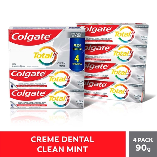Kit Creme Dental Colgate Total 12 Clean Mint 90G 4 Unidades