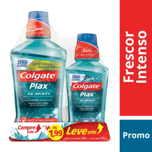 Kit Enxaguante Bucal Colgate Plax Ice Infinity 500Ml+250Ml