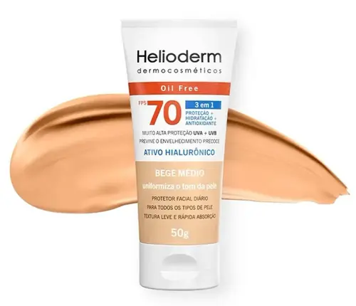 Protetor Solar Facial Helioderm Fps70 Cor Bege Medio 50G