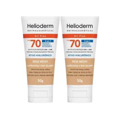 Protetor Solar Facial Helioderm Fps70 Cor Media 50G