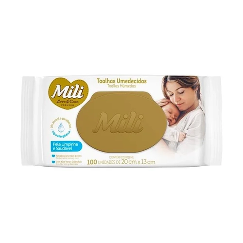 Toalha Umedecida Mili Love & Care 100Un