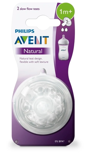 Bico de Mamaderia Philips Avent Petala 1Mes+ Fluxo 3 Com 2 Unidades
