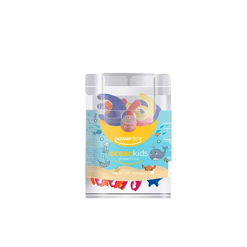 Floss Pick Powerdent Ocean Infantil 24Unds