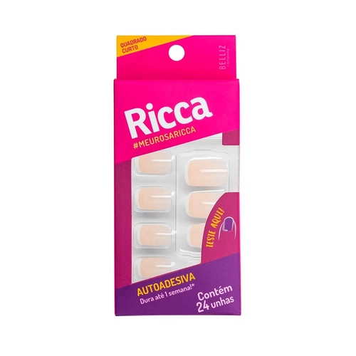 Unhas Postiças Ricca Autoadesivas Nude Ref 1851