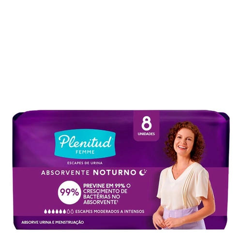 Absorvente Plenitud Noturno Incontinência Urinária Plenitud Femme 8 Unidades