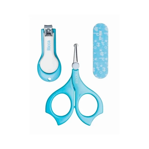 Kit Manicure Ricca 1657 Baby Colors Azul 3 Unidades