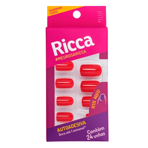 Unhas Postiças Ricca Autoadesivas Rosa Guava Ref 1847