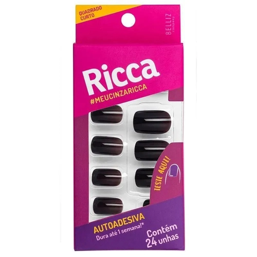 Unhas Postiças Ricca Autoadesivas Cinza Urban Ref 1983
