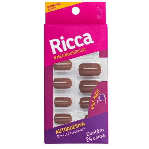 Unhas Postiças Ricca Autoadesivas Nude Cappuccino Ref 1980